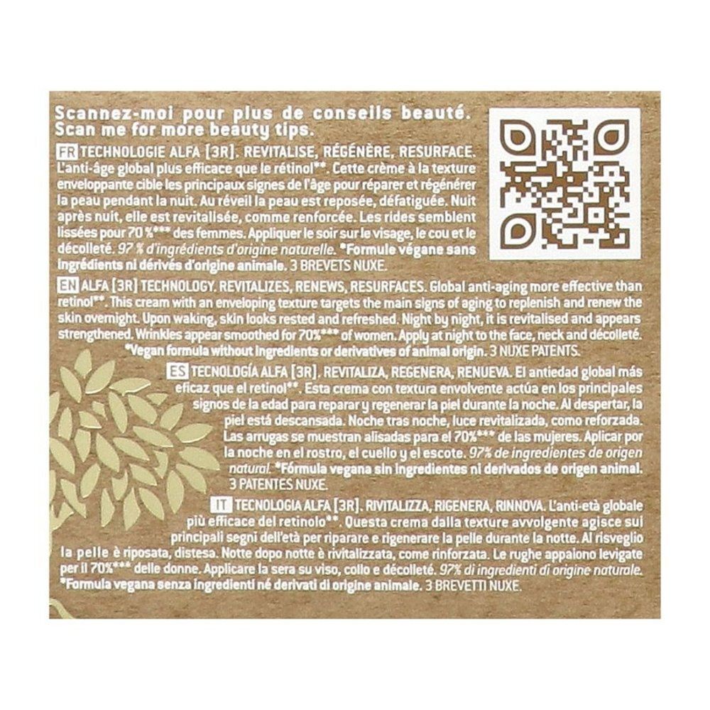 Arrière du pot de crème de nuit NUXE Nuxuriance Ultra avec instructions d'application.