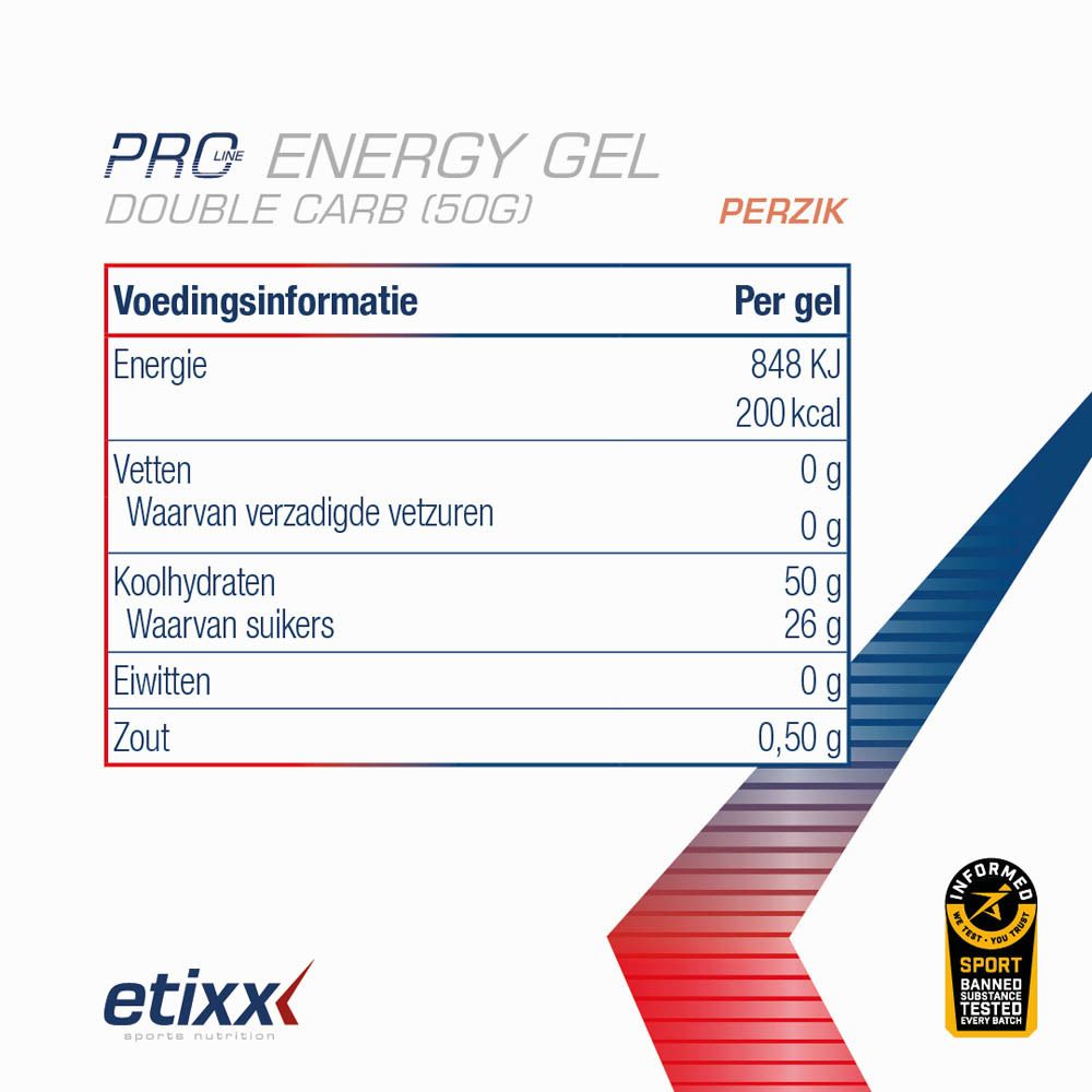 Etixx Pro Line Energy Gel Double Carb Peach