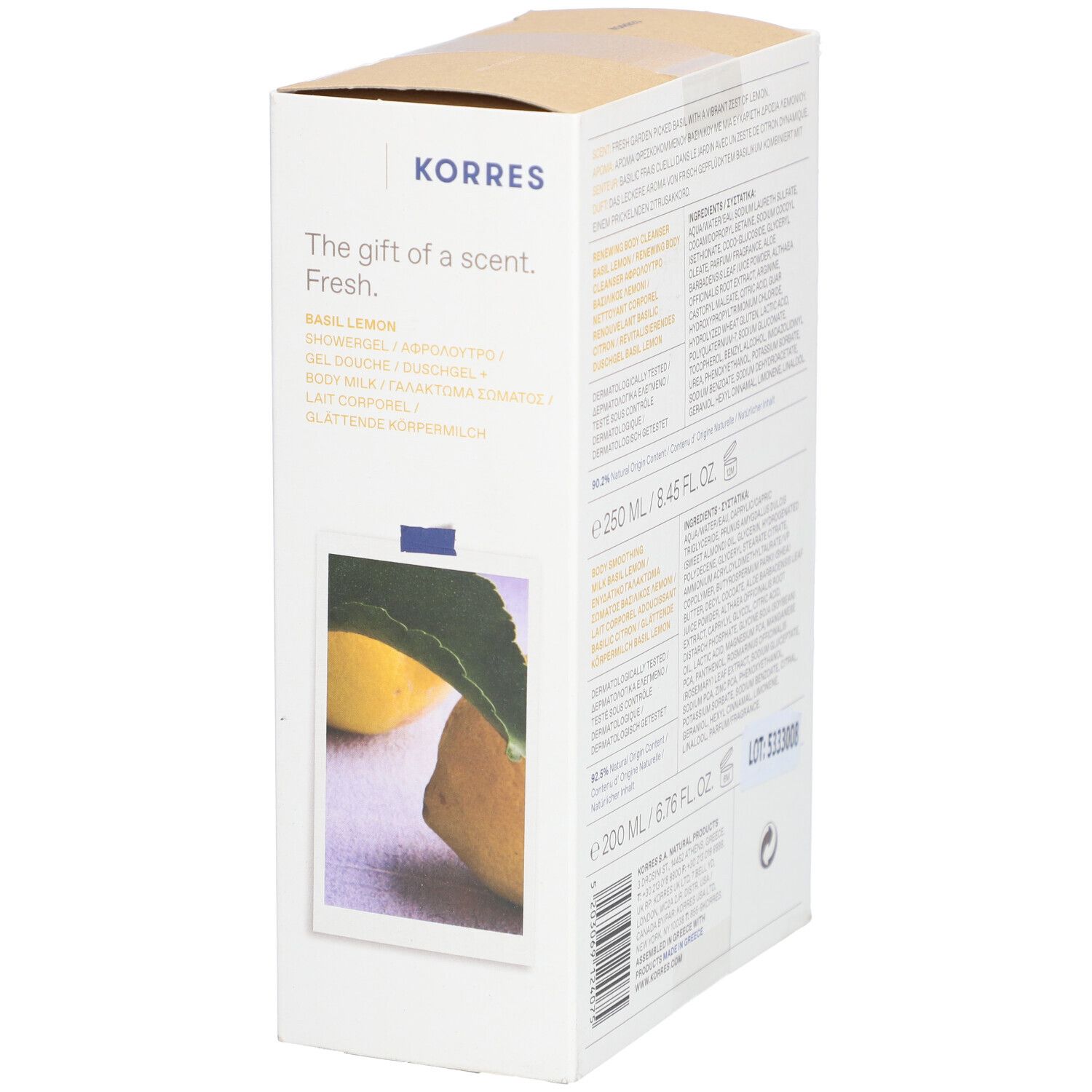 Korres Coffret Basil Lemon Showergel & Body Milk
