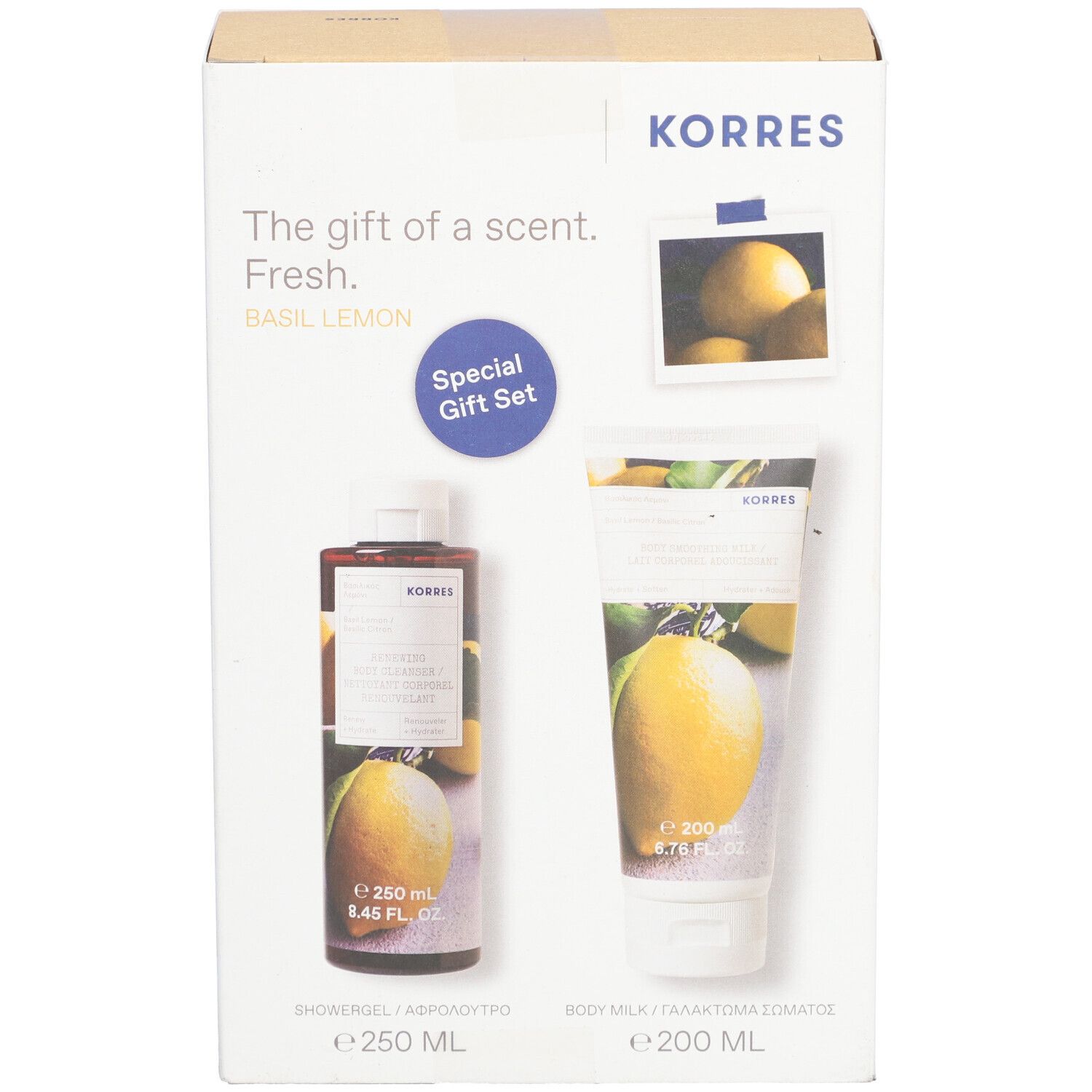 Korres Coffret Basil Lemon Showergel & Body Milk