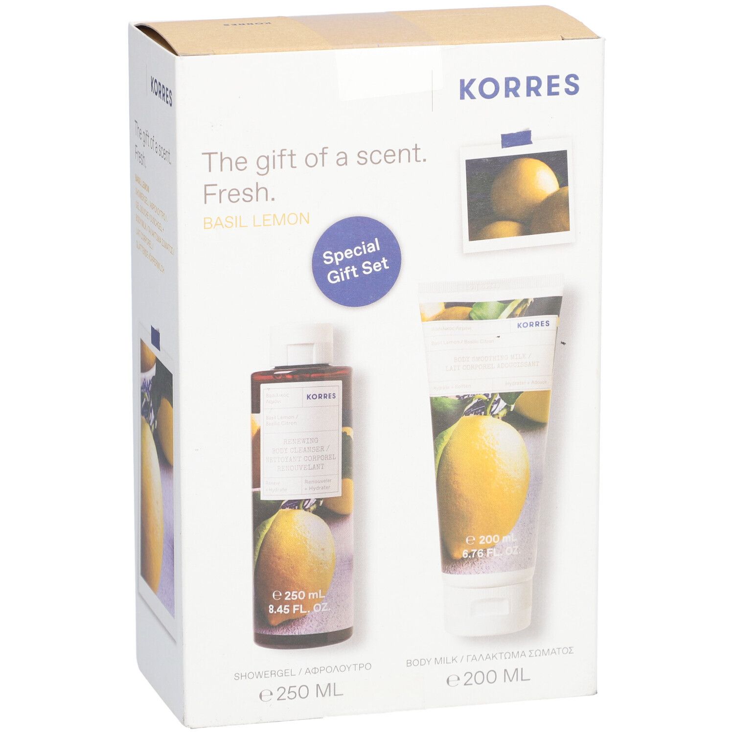 Korres Coffret Basil Lemon Showergel & Body Milk
