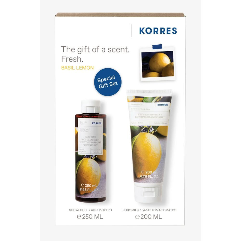Korres Coffret Basil Lemon Showergel & Body Milk