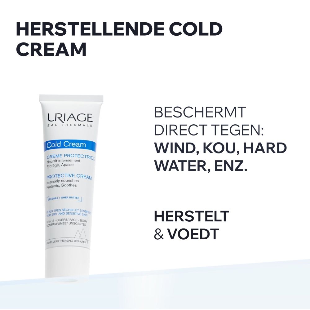 Uriage Cold Cream tube, achterkant met Nederlandse beschrijving.