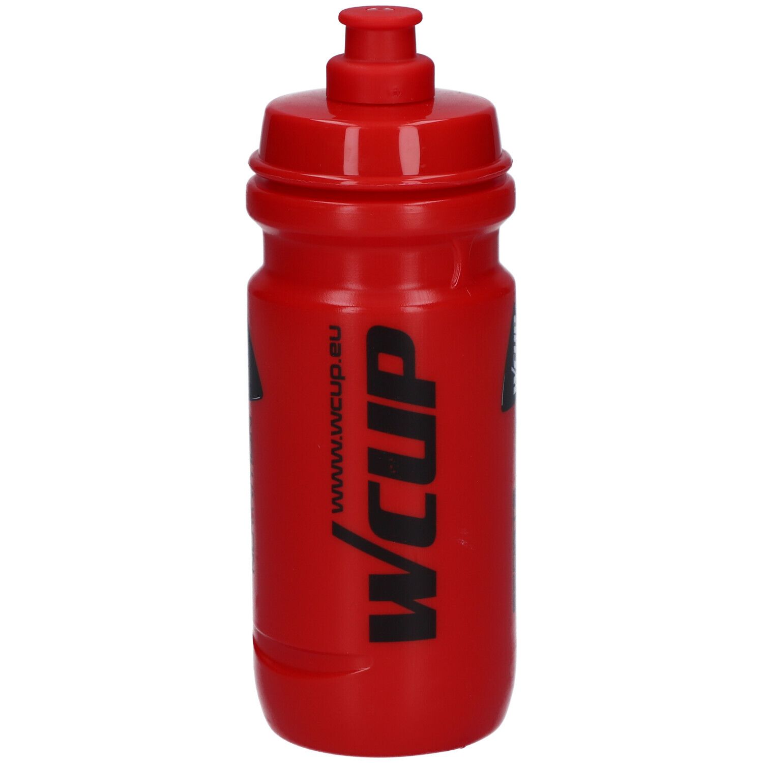 Gourde rouge avec logo WCUP noir. Avec bouchon.