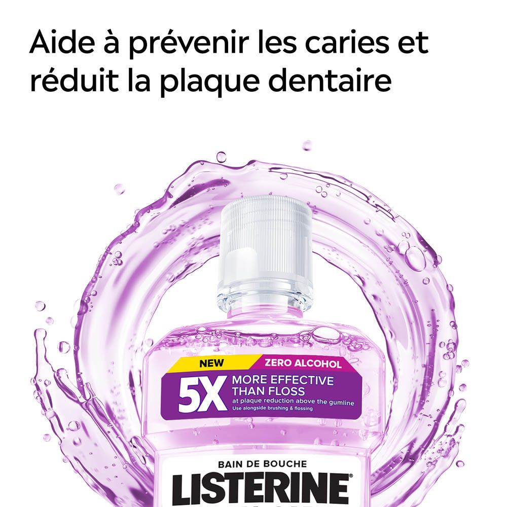 Flacon Listerine Total Care Goût Doux. Effet eau. Aide à prévenir les caries et réduit la plaque.