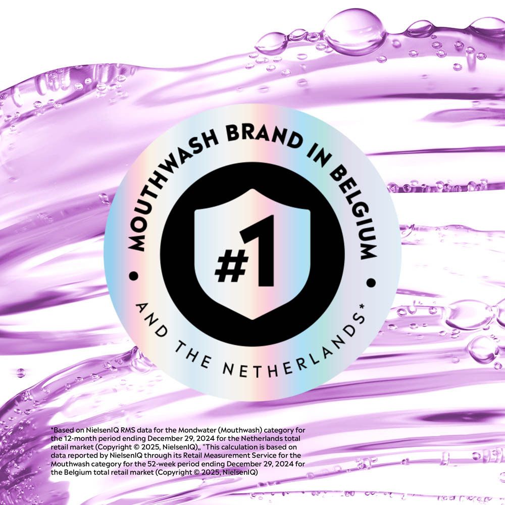 Distinction : Marque de bain de bouche n°1 en Belgique et aux Pays-Bas. Listerine.