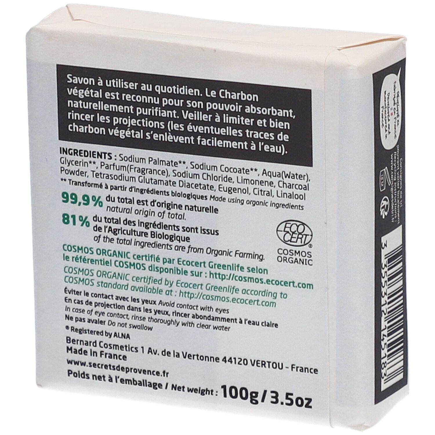 Secrets® De Provence Houtskool Zeep Bio