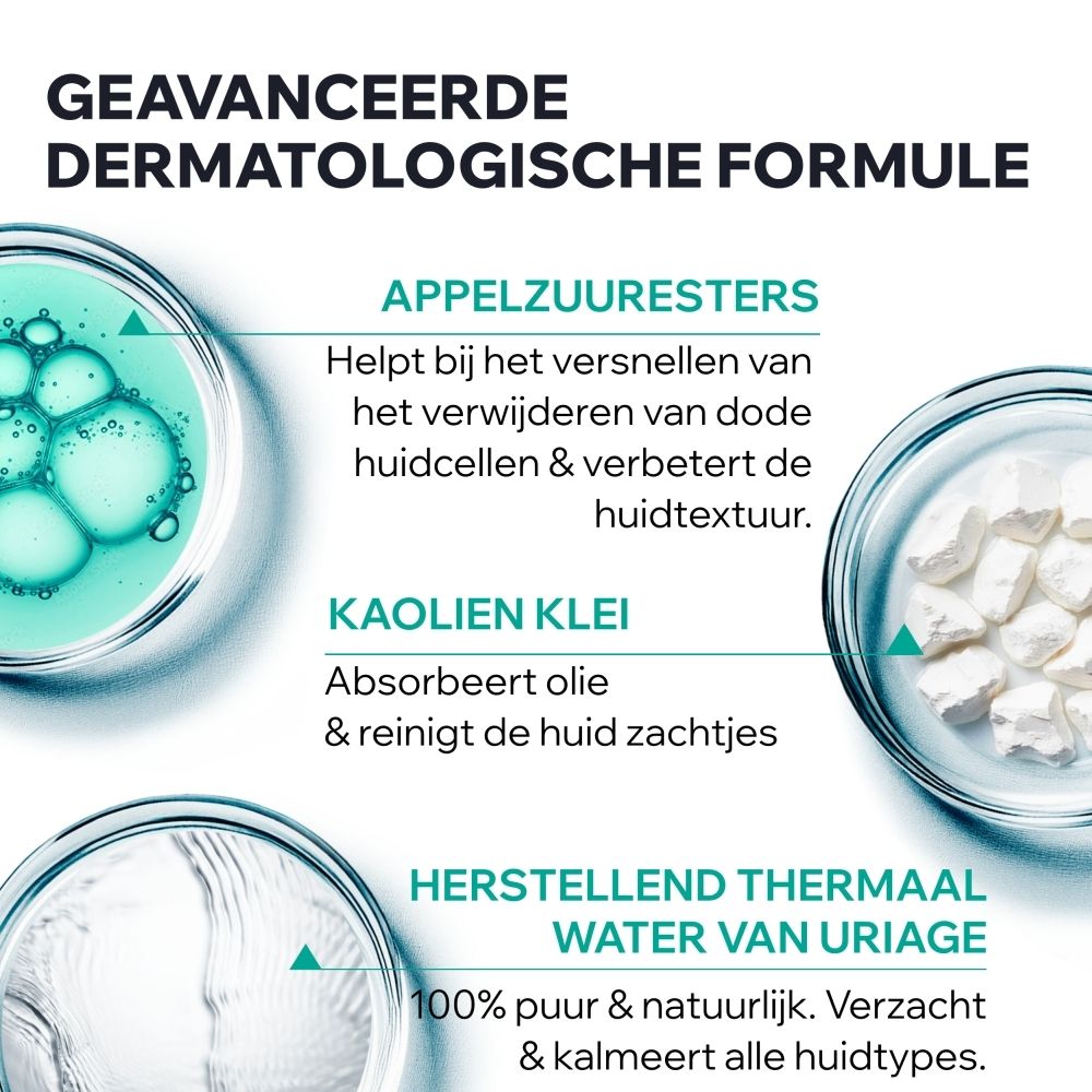 Uriage Hyséac Exfoliërend Masker: 2-in-1 masker & scrub met kaolienklei.