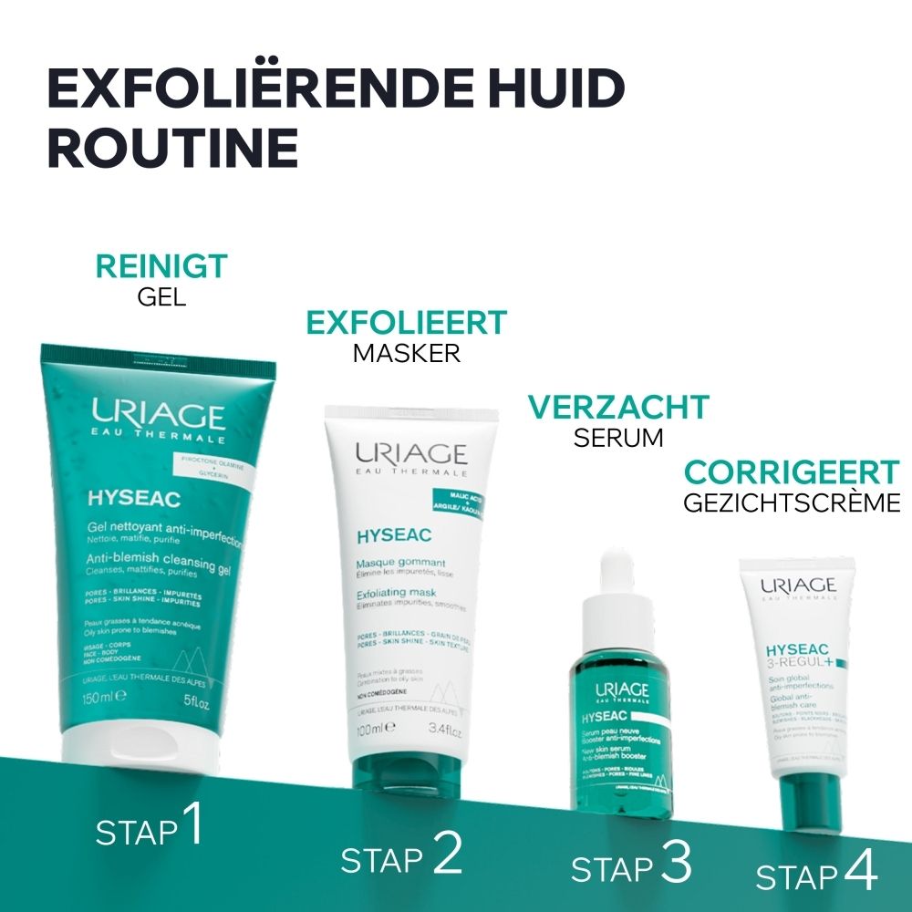 Uriage Hyséac Exfoliërend Masker: Verfijnt huidtextuur, poriën, huidglans.