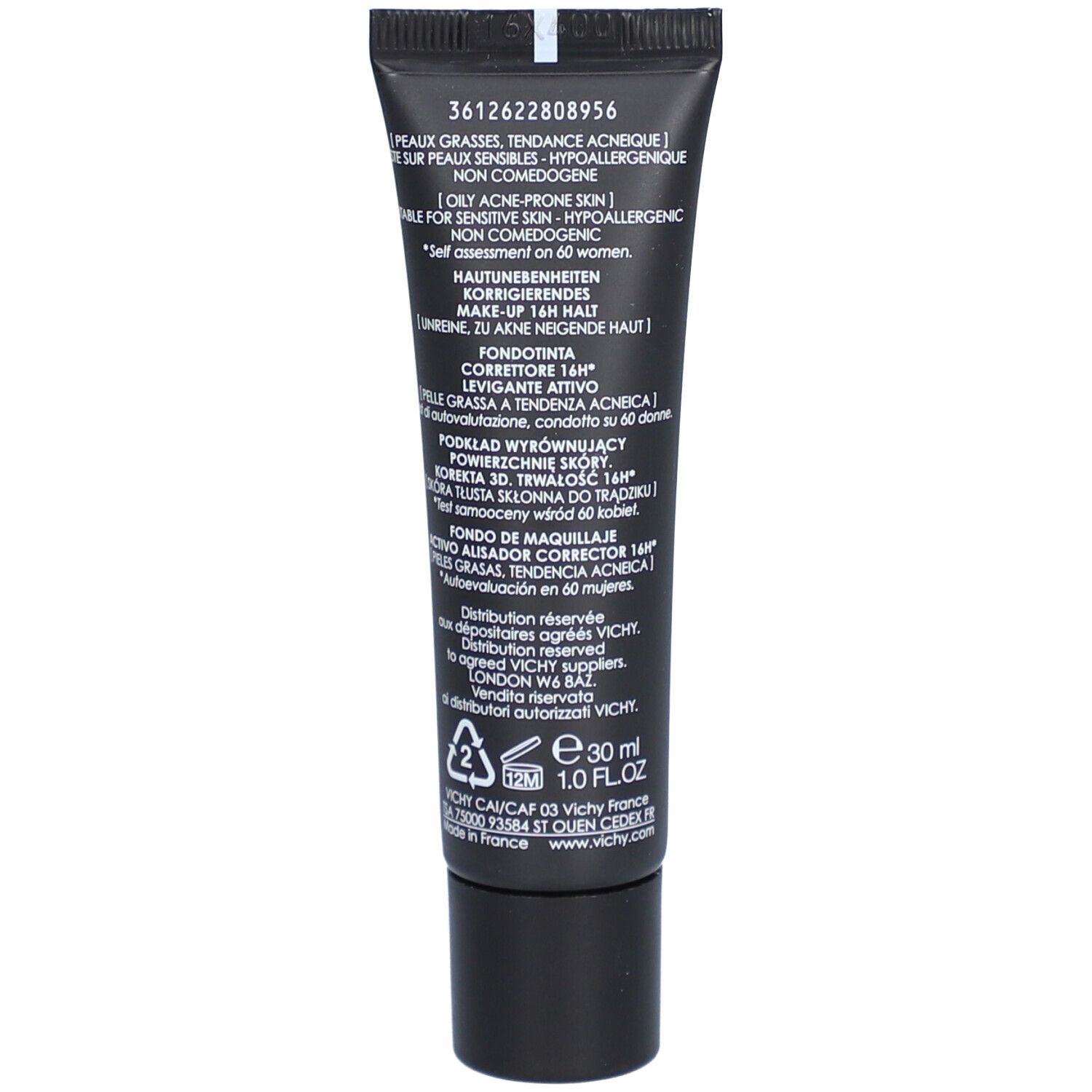 Dos du tube de fond de teint Dermablend 3D Correction. Informations et ingrédients.