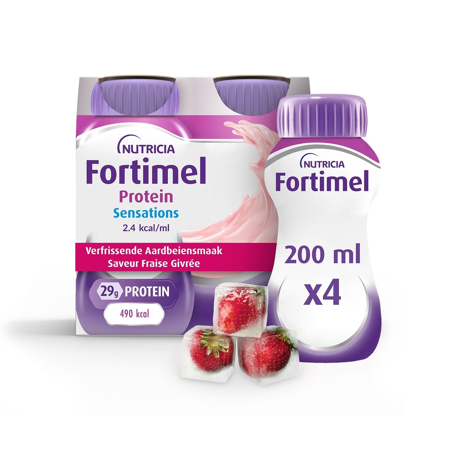 Fortimel Protein Sensations 2.4kcal | Verfrissende | Aardbeiensmaak | Voedingssupplement Ondervoeding