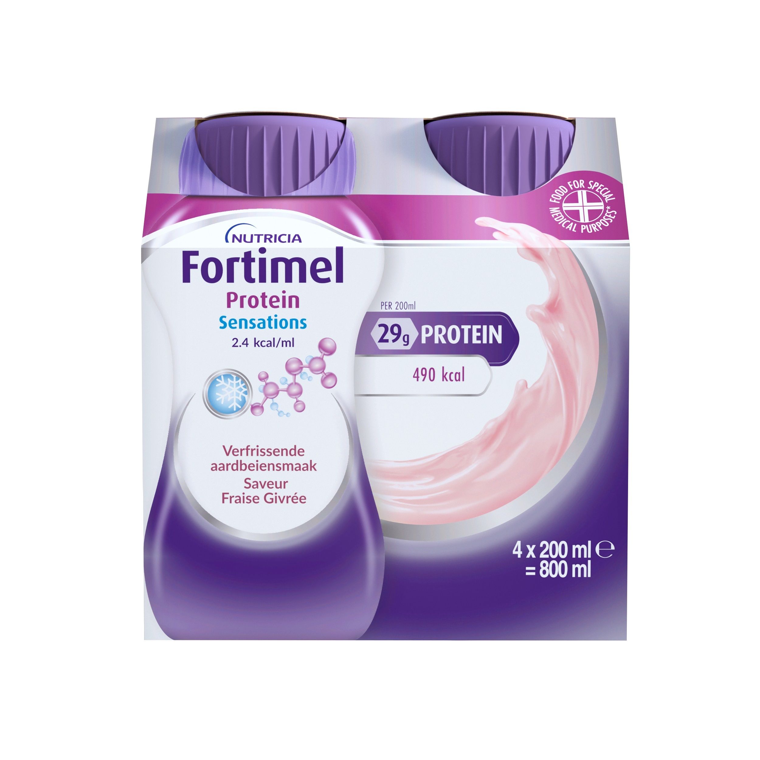 Fortimel Protein Sensations 2.4kcal | Verfrissende | Aardbeiensmaak | Voedingssupplement Ondervoeding