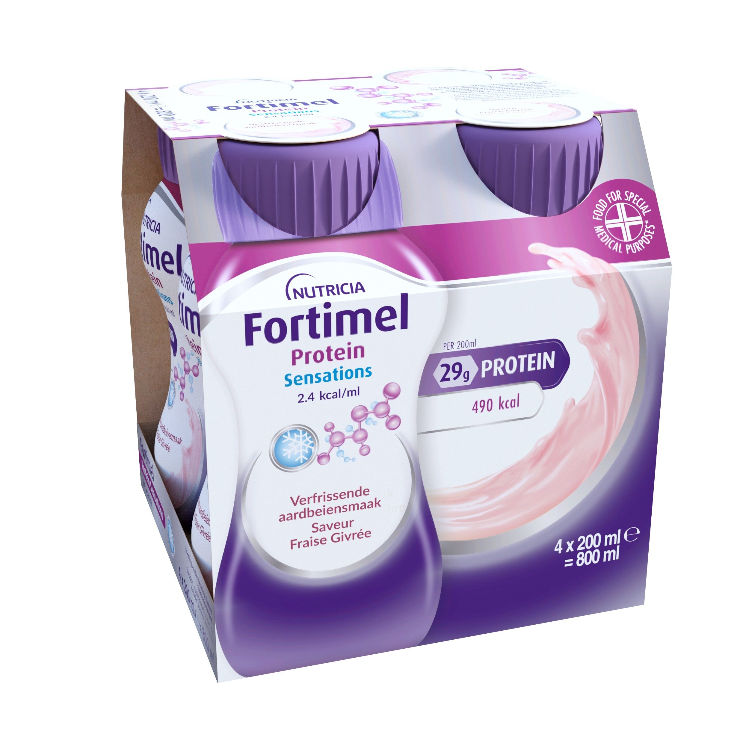 Fortimel Protein Sensations 2.4kcal | Verfrissende | Aardbeiensmaak | Voedingssupplement Ondervoeding