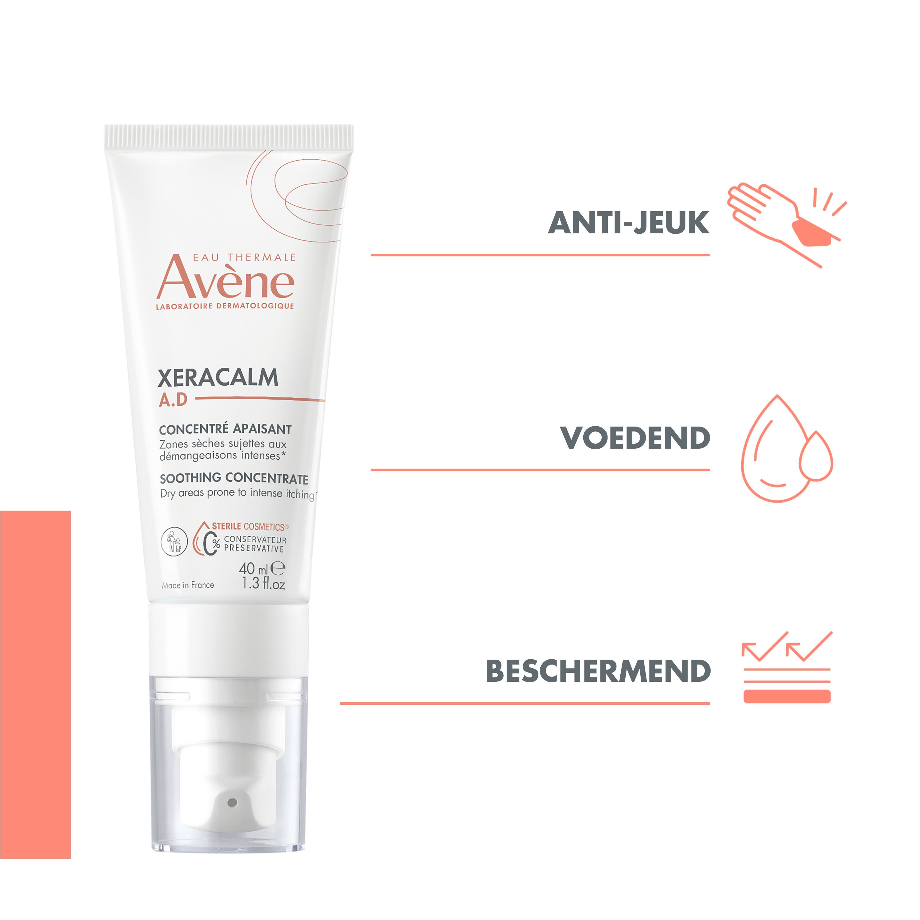 Crèmetube met productnaam en logo. 40 ml. Steriele cosmetica.