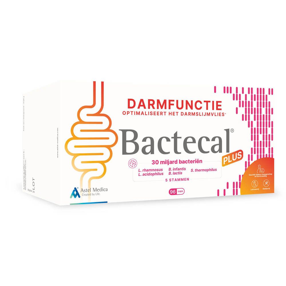 Bactecal Plus verpakking met 30 miljard bacteriën, darmfunctie.