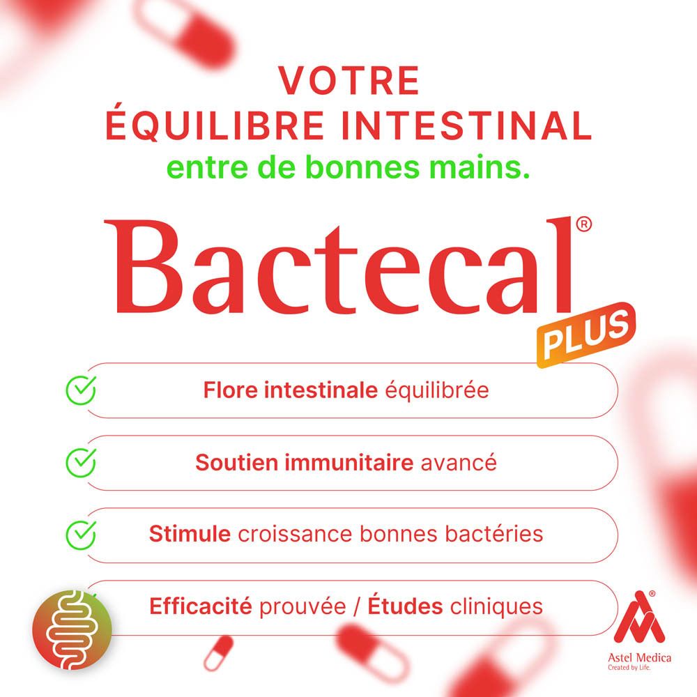 Bactecal Plus boîte de 30 milliards de bactéries, 5 sachets, Astel Medica.