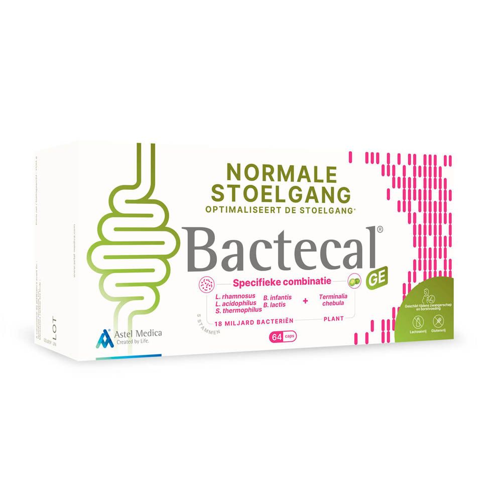 Bactecal GE: Doos voor normale stoelgang, 64 capsules.