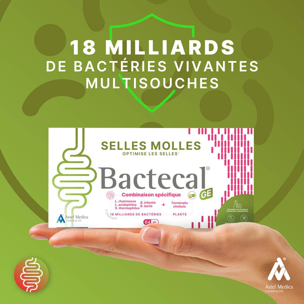 Bactecal GE: Boîte pour selles molles, 64 gélules.