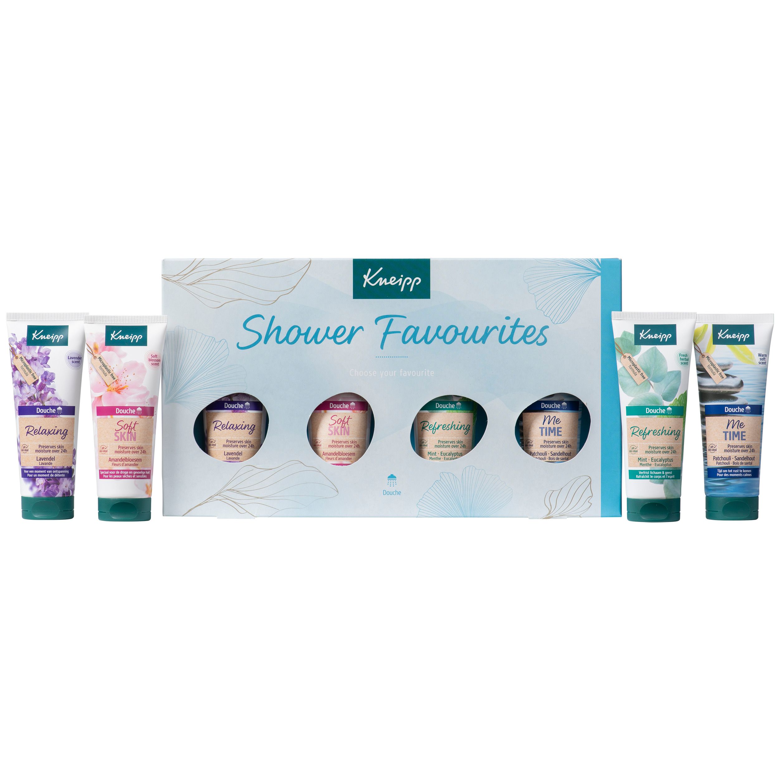 Kneipp Coffret Cadeau Douche Collection. Zes douchegels en vier kleine in een geschenkverpakking.