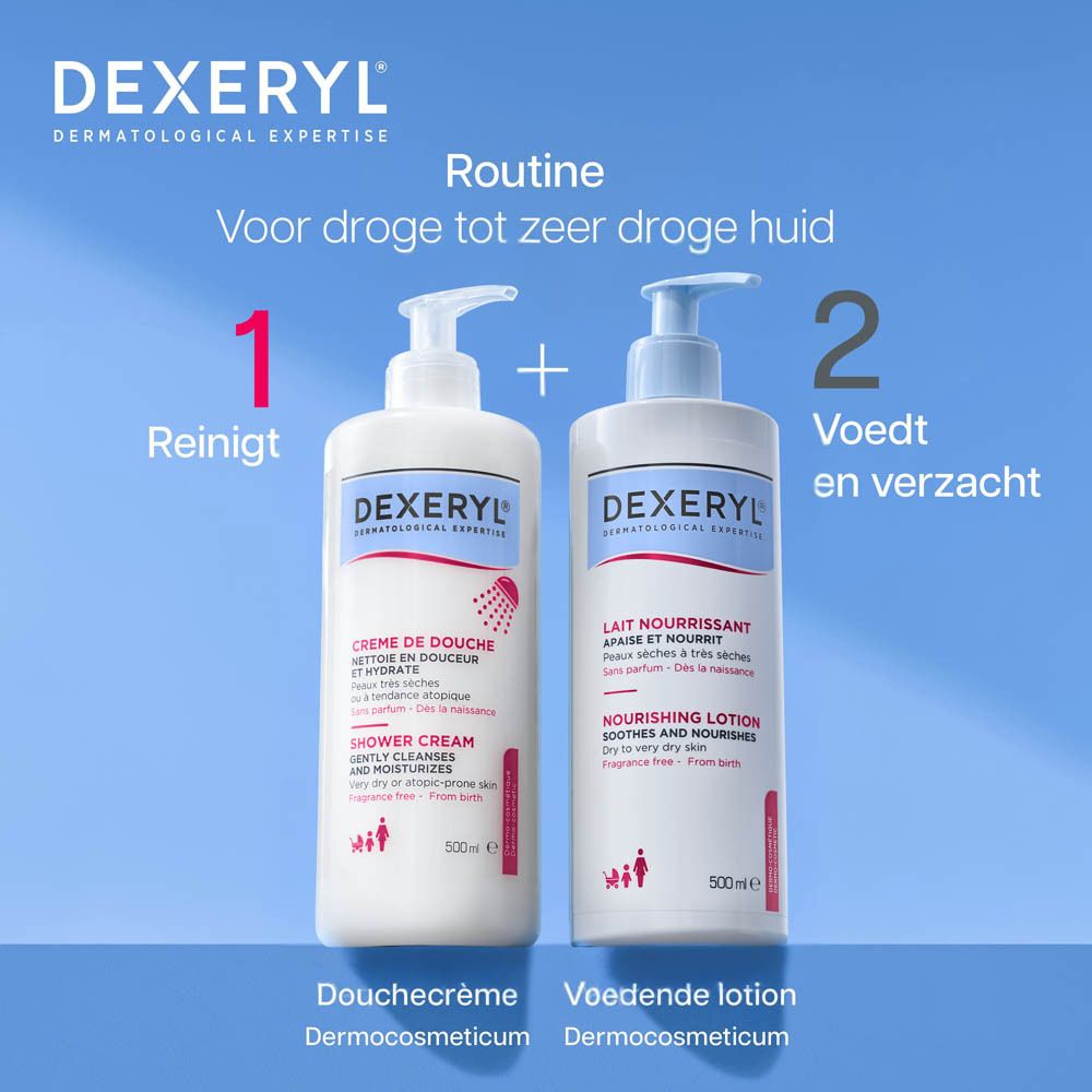 Dexeryl® Voedende lotion fles met pomp, 500ml.