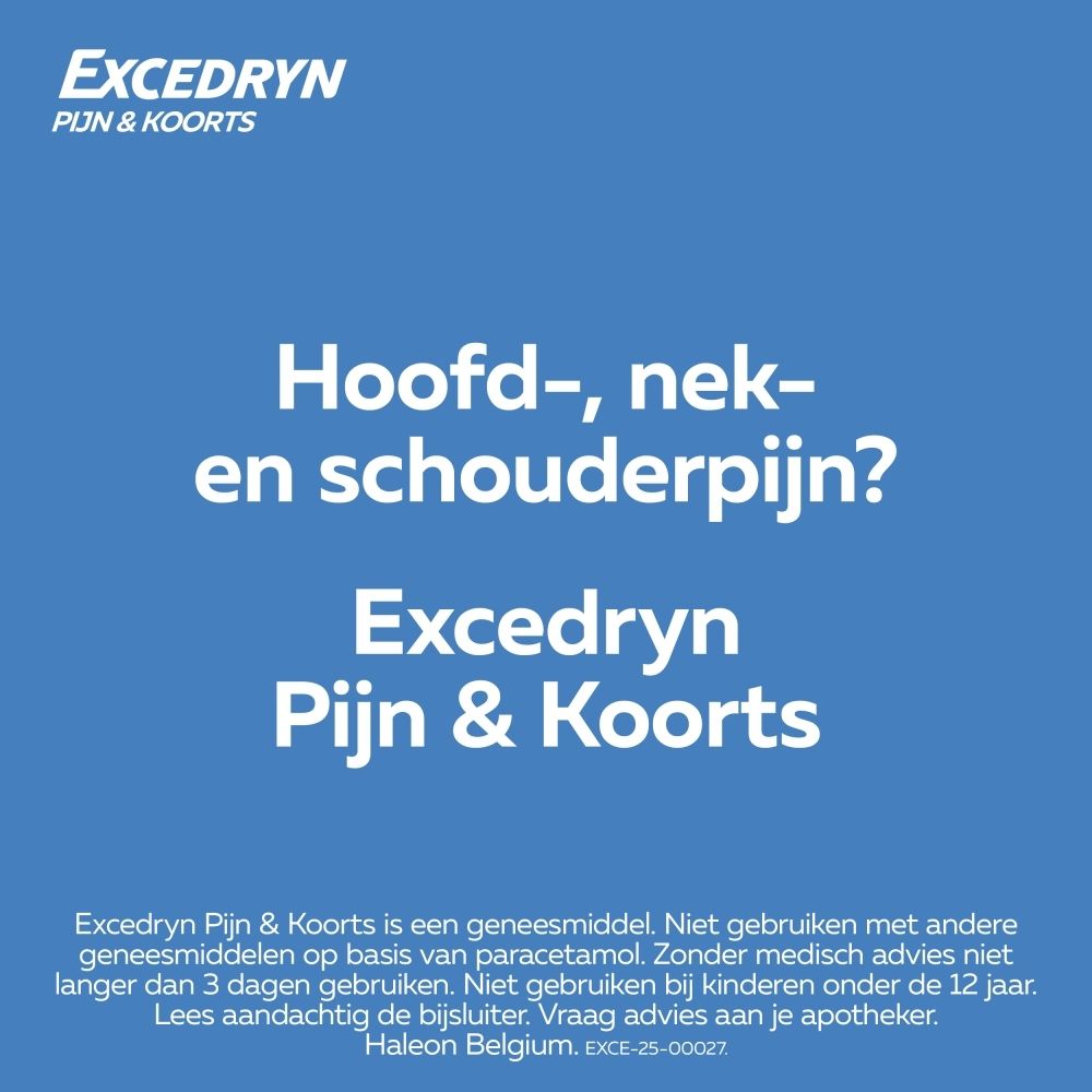 Excedryn Pijn & Koorts Tabletten. Voor hoofd-, nek- en schouderpijn.