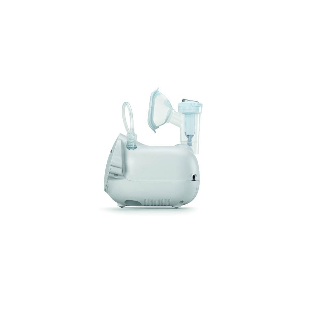 Koala vernevelaar, wit, met accessoires. Mondstuk, masker, slang. Koala-ontwerp.