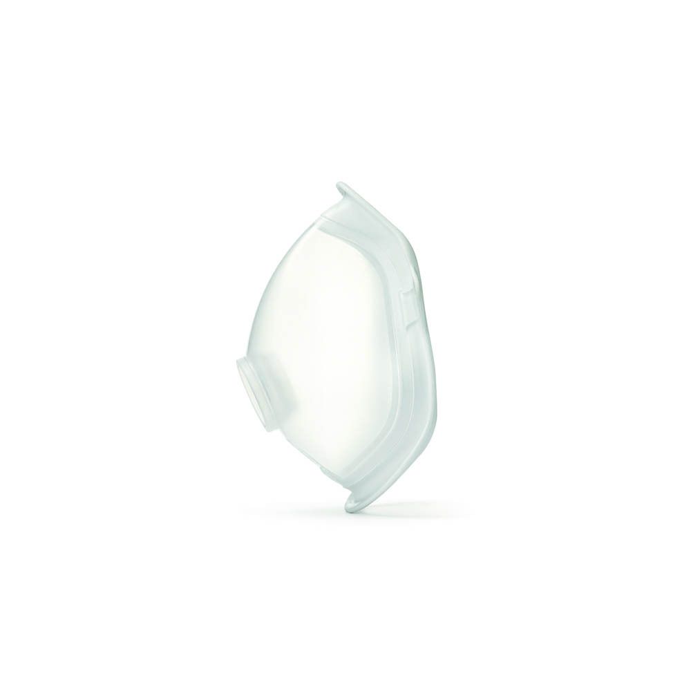 Masque facial, transparent, pour inhalation.