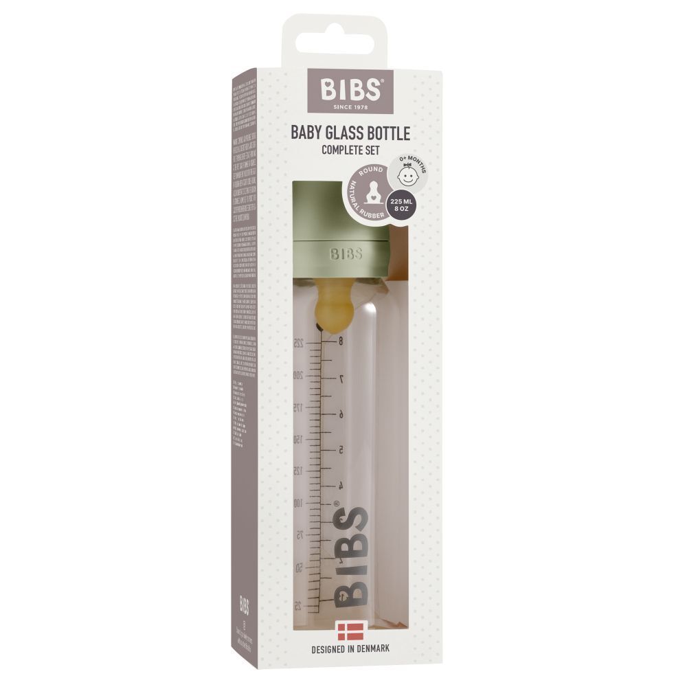 BIBS Biberon en Verre 225 ml Set Complet Sage 0 mois et +