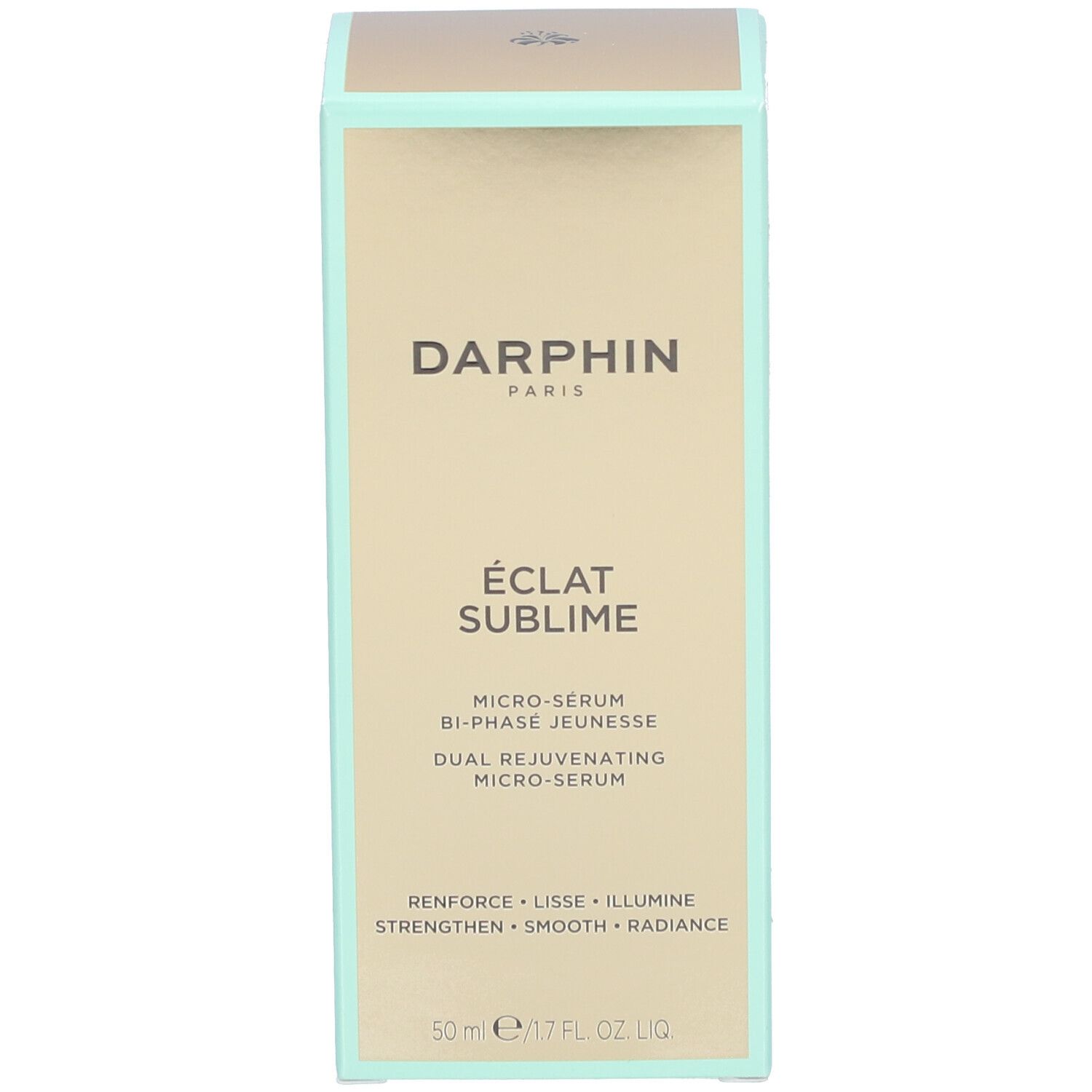 Darphin Eclat Sublime doos, goud met mintgroene accenten.