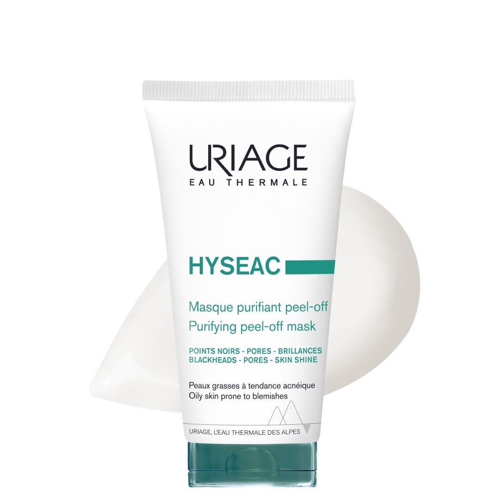 Tube Uriage Hyséac Masque Purifiant Peel-Off, bouchon turquoise, face avant.