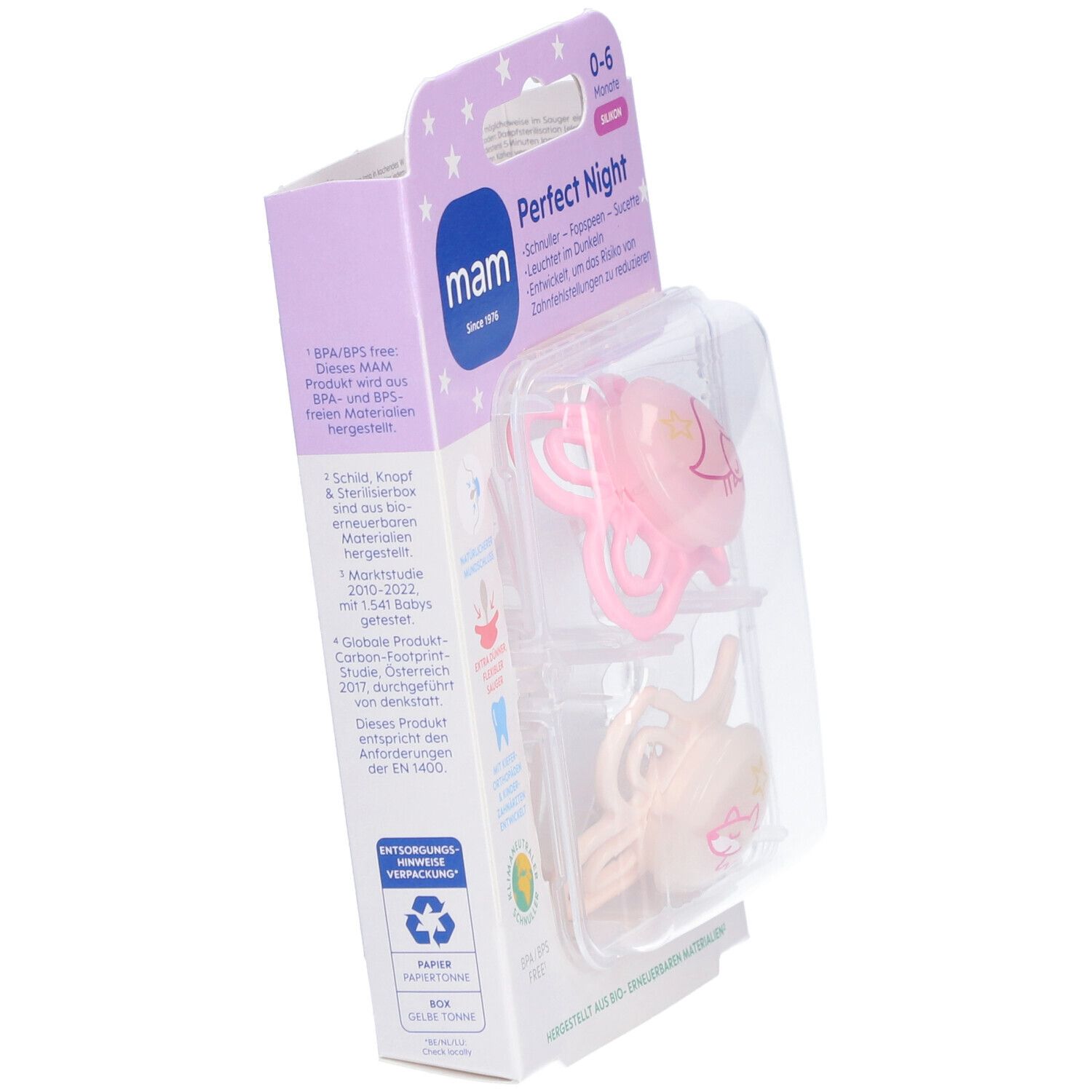 MAM Perfect Night Fopspeen Silicone Pink 0-6