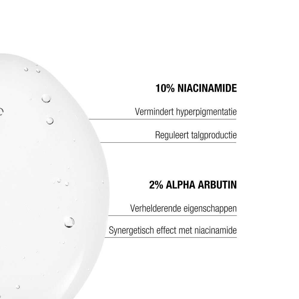 The Remedy Niacinamide Concentrate Serum met pipet, 30ml, met tekst over voordelen.
