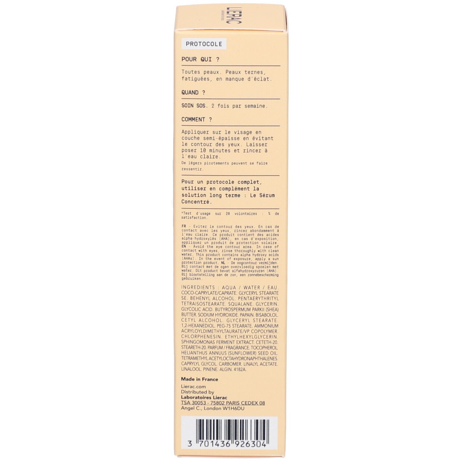 LIERAC Protocole Éclat Peelingmasker