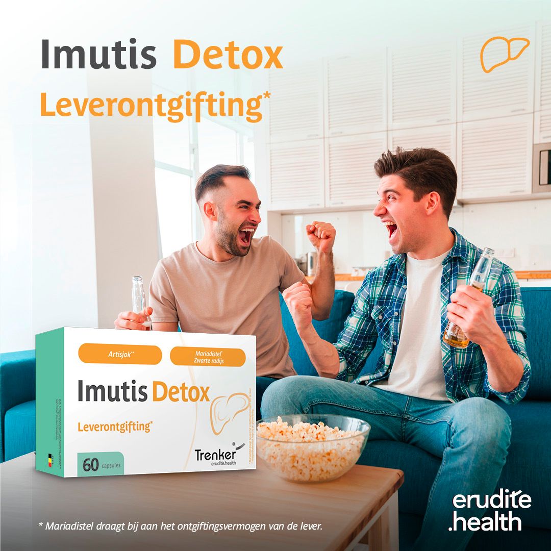 Verpakking van Imutis Detox met 60 capsules, artisjok en mariadistel.