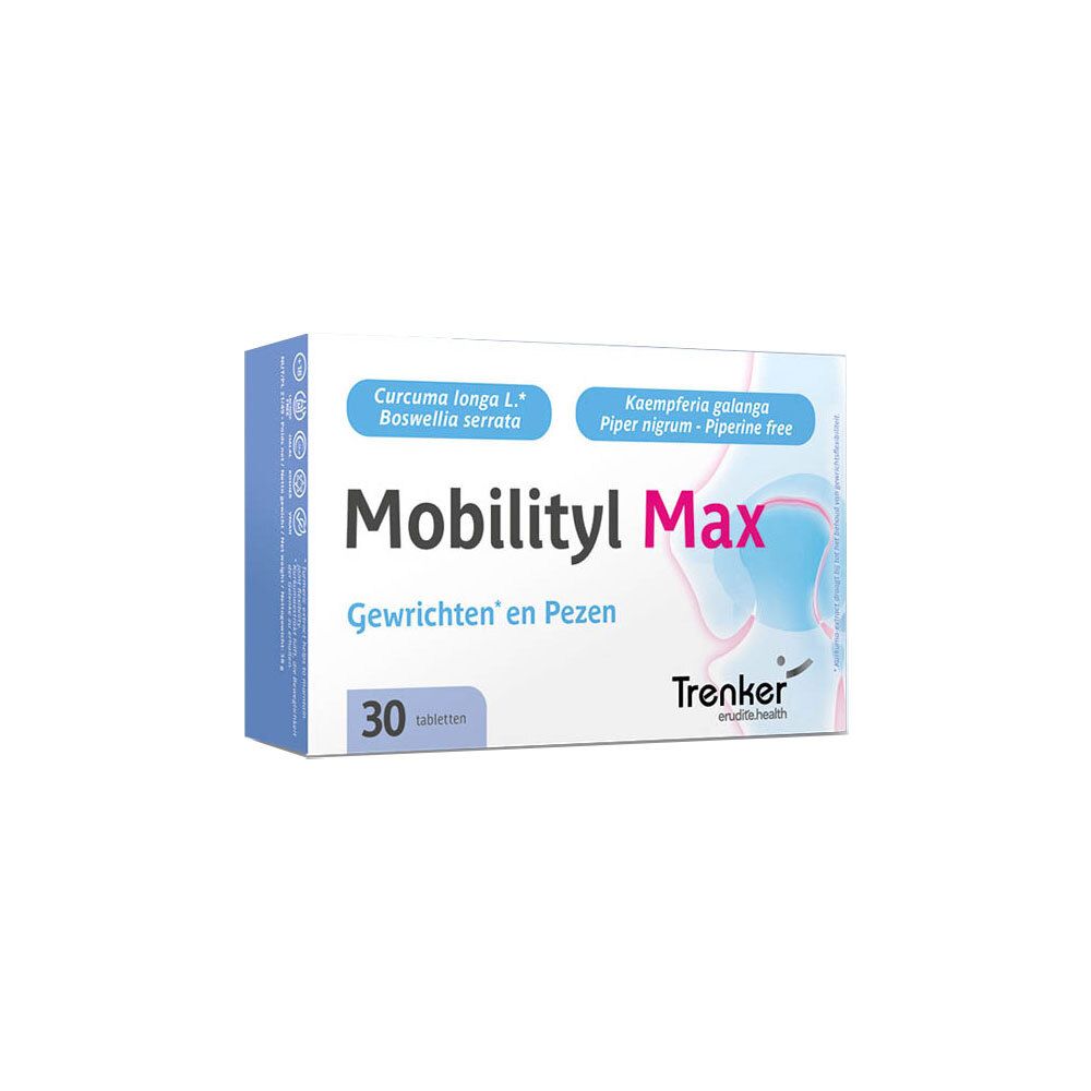 Verpakking Mobilityl Max 30 tabletten voor Gewrichten en Pezen.