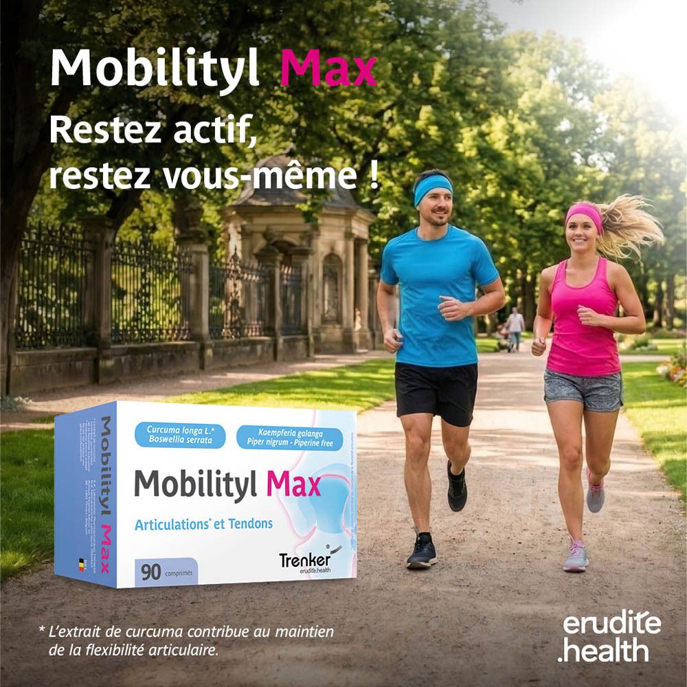 Mobilityl Max : Curcuma, Kaempferia Galanga, Boswellia Serrata, Piper Nigrum.