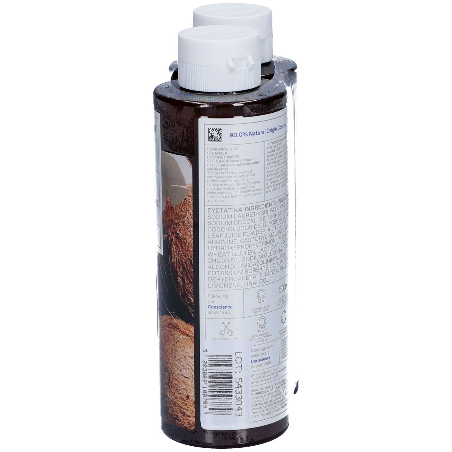 Korres Renewal Body Cleanser Coconut Water 2x250ml
