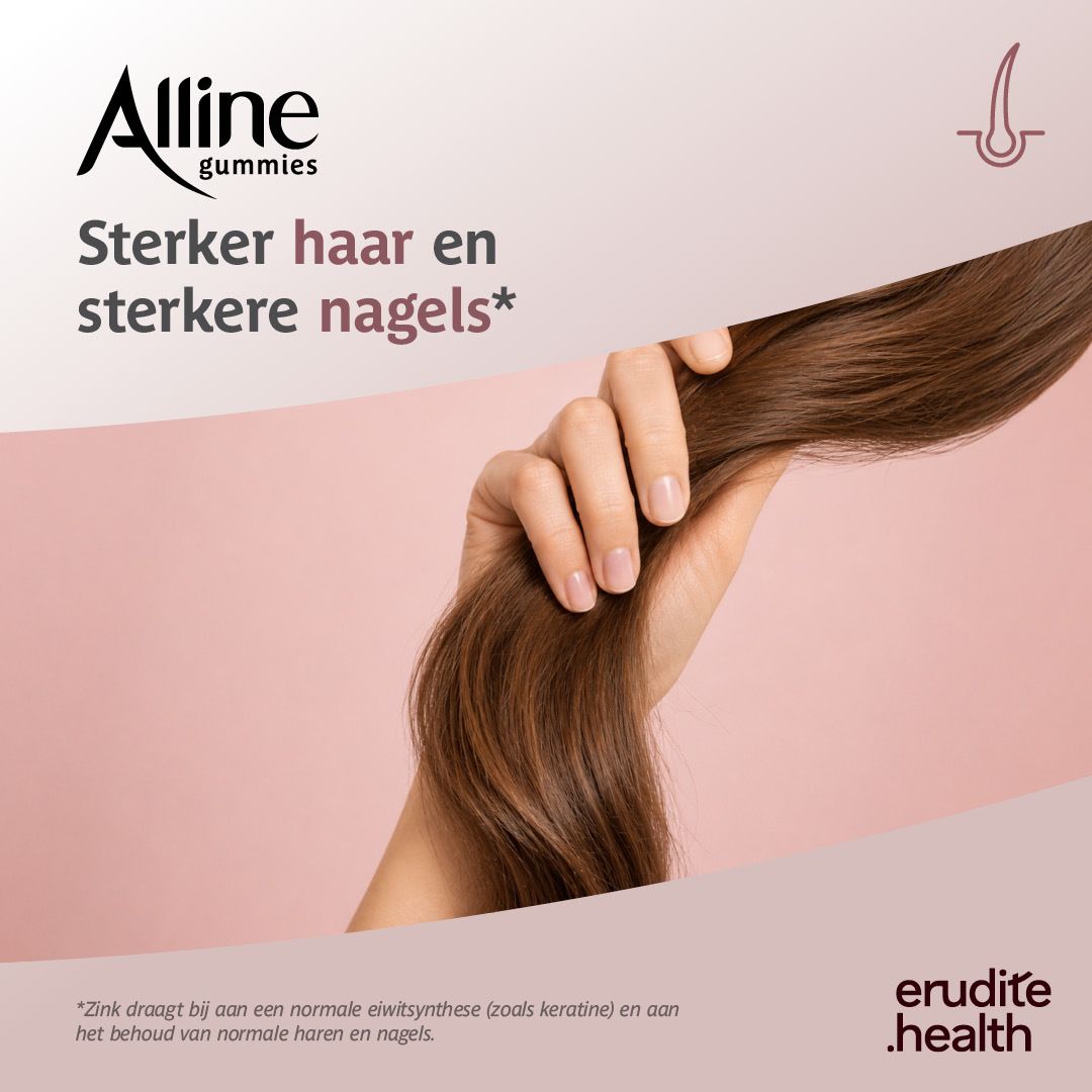 Fles Alline Gummies Pure Keratin, 60 stuks, aardbeiensmaak.