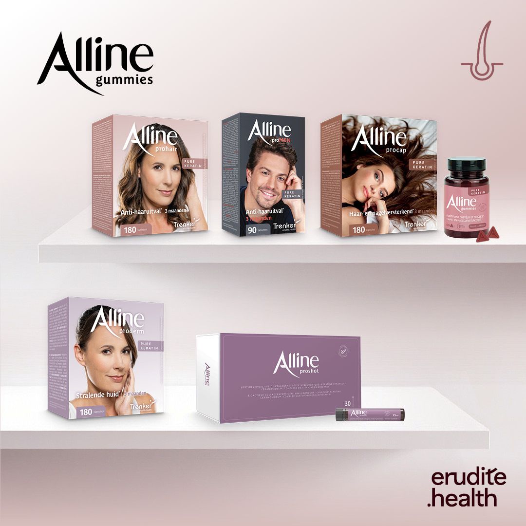 Fles Alline Gummies Pure Keratin, 60 stuks, voor haar en nagels.