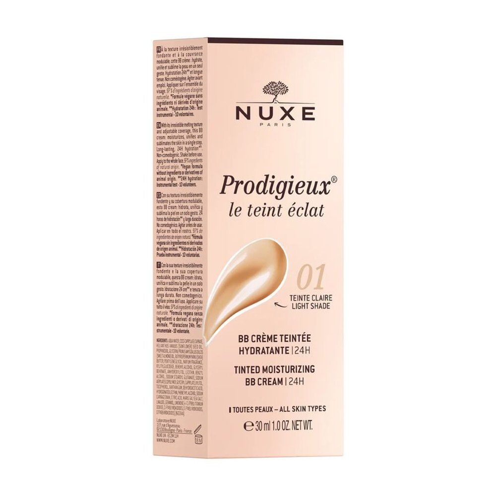 Nuxe Prodigieux BB Cream, 01 Lichte Tint. Achterkant van de tube.