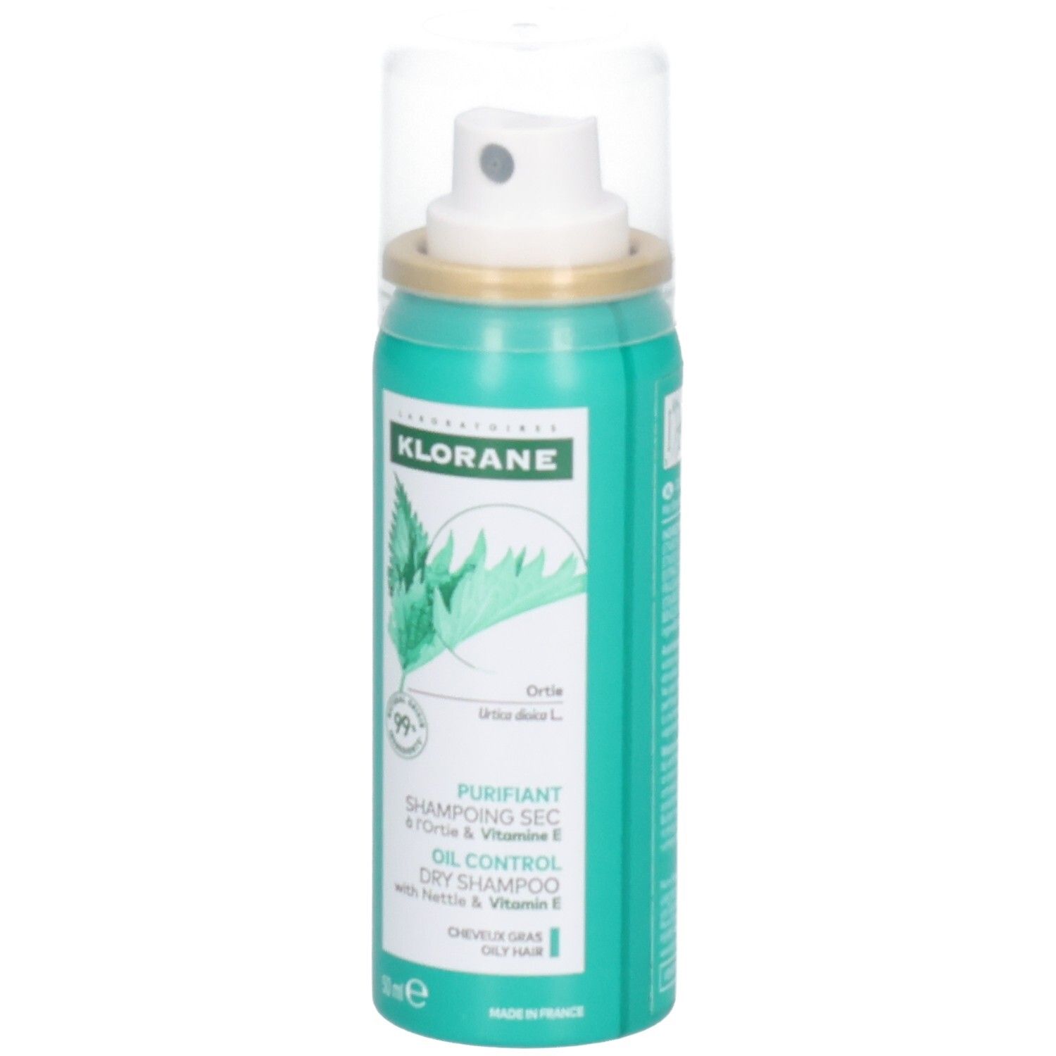 Klorane Shampooing Sec à l'Ortie pour cheveux gras, 50 ml.