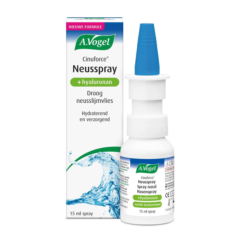 A.Vogel Neusspray, fles en doos. Blauwe sproeikop. 15 ml.