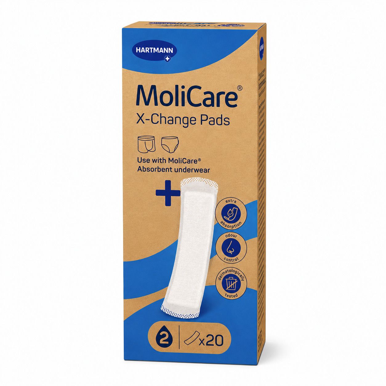 MoliCare X-Change Pads : Coussinets absorbants pour sous-vêtements, 20 pièces.