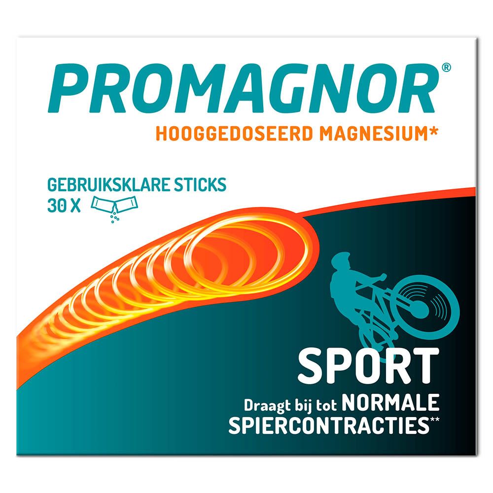 Promagnor Sport: Hooggedoseerd magnesium in gebruiksklare sticks voor sporters.