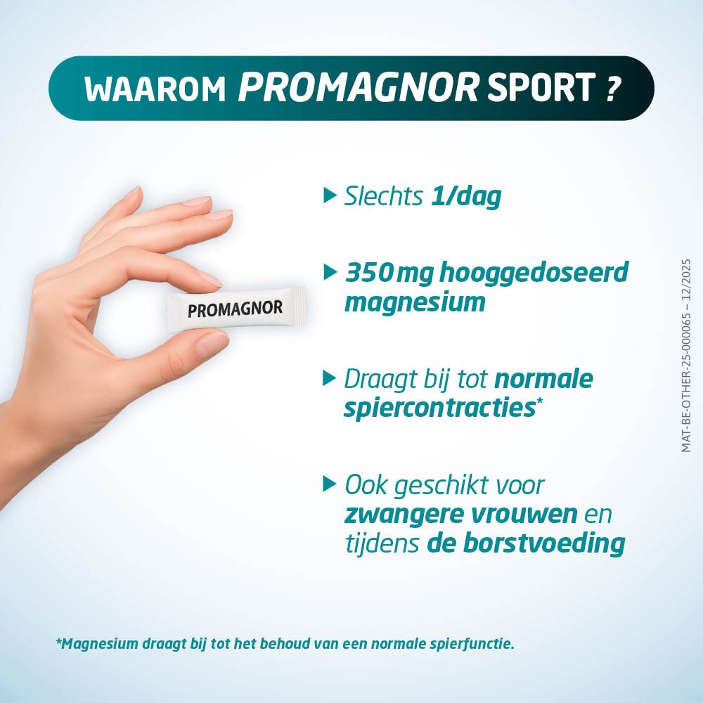 Promagnor Sport: Hooggedoseerd magnesium voor normale spierfunctie.