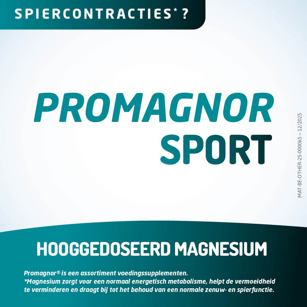Promagnor Sport: Hooggedoseerd magnesium, goed voor energie, zenuwen en spieren.