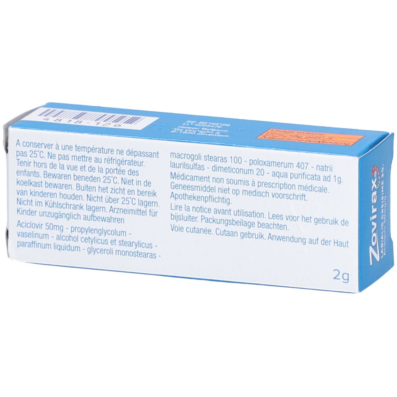 ZOVIRAX Labialis 50 mg/g Crème Aciclovir