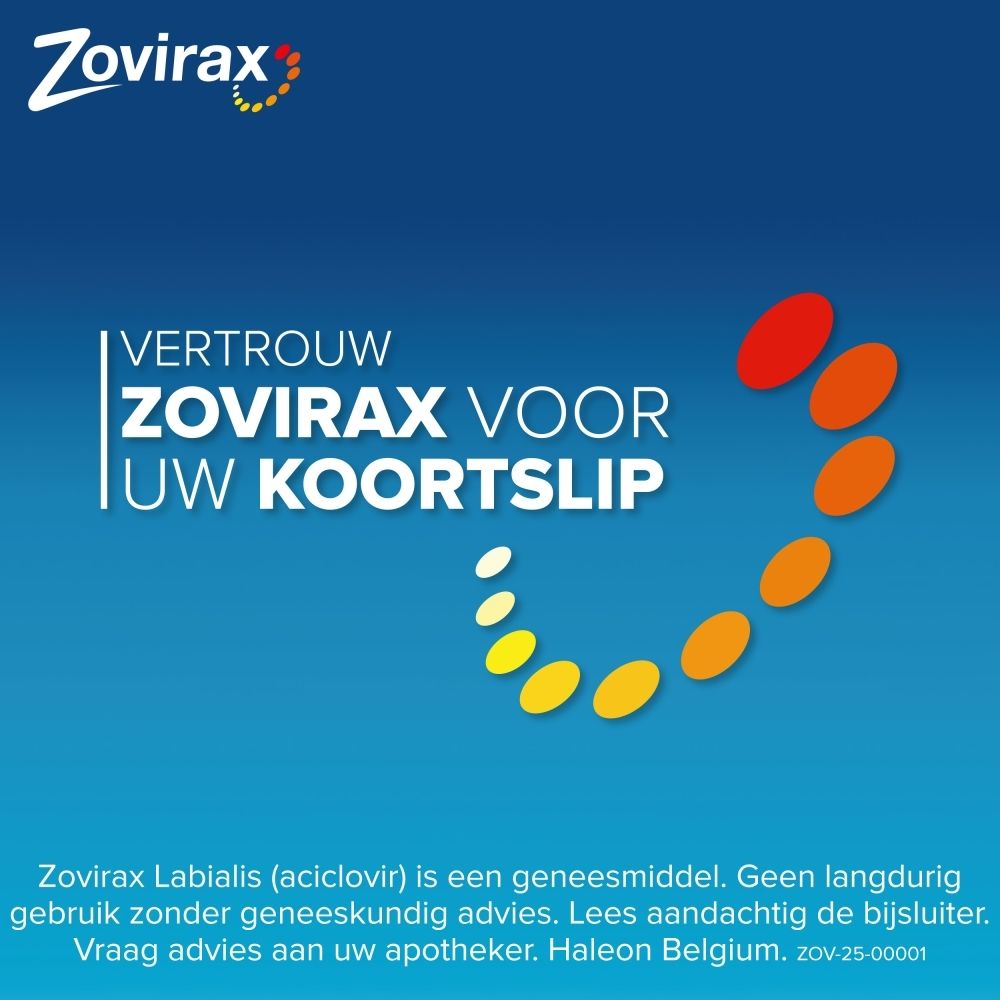 Zovirax crème voor koortslippen met Aciclovir en Hydrocortison.