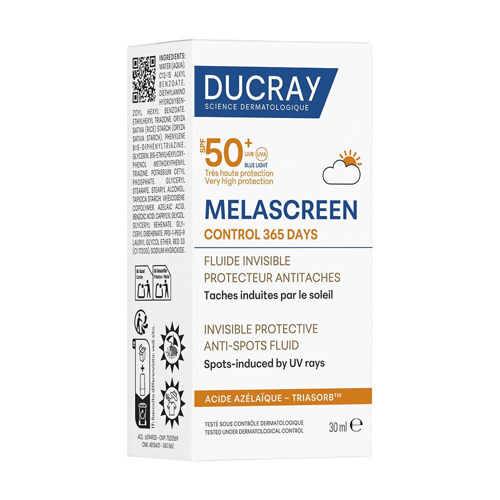 Ducray Melascreen Control 365 days SPF50+ Onzichtbare Beschermende Fluïde SPF50+ Tegen Pigmentvlekken