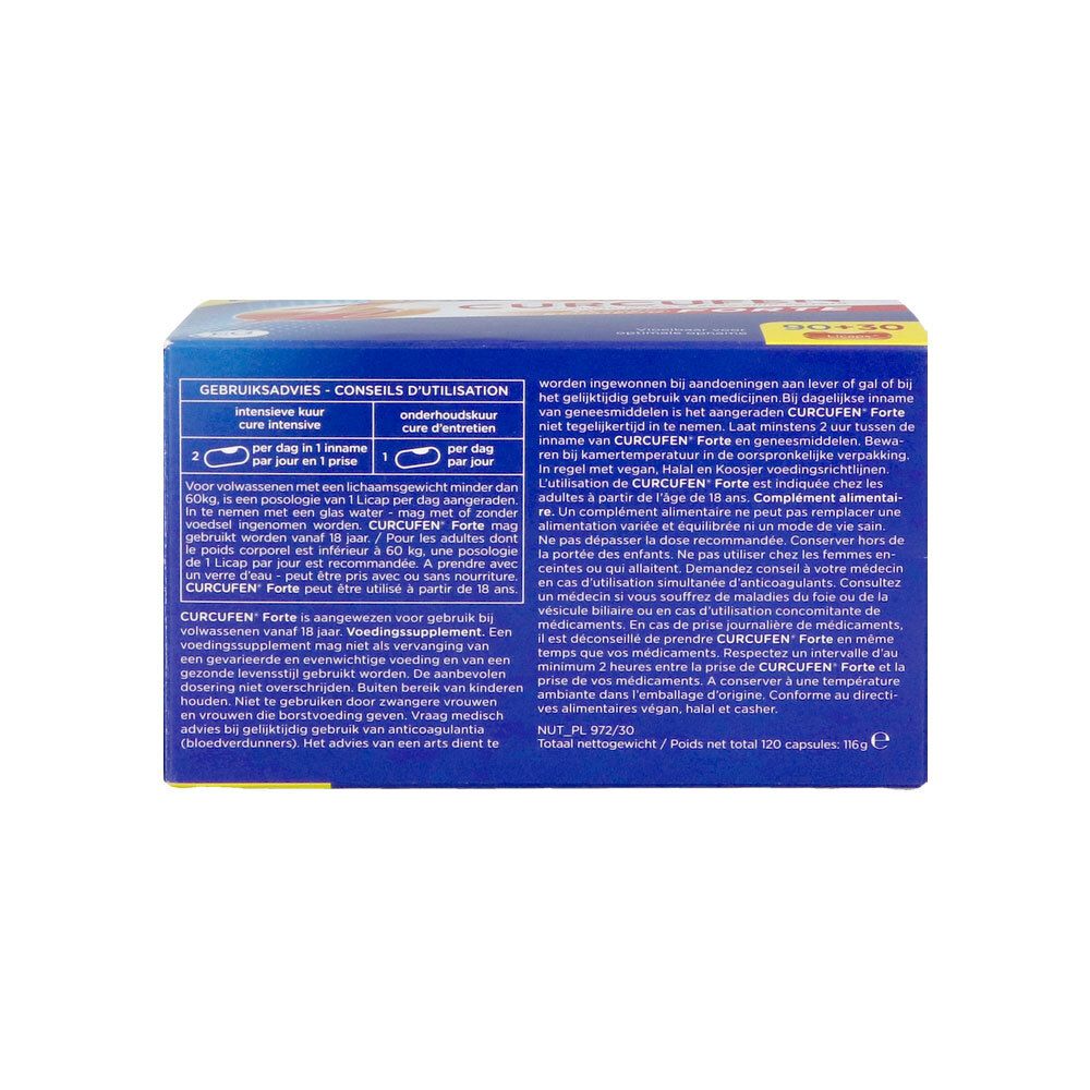 Achterkant van de doos met tekst in het Nederlands. Bevat informatie over ingrediënten en gebruik.